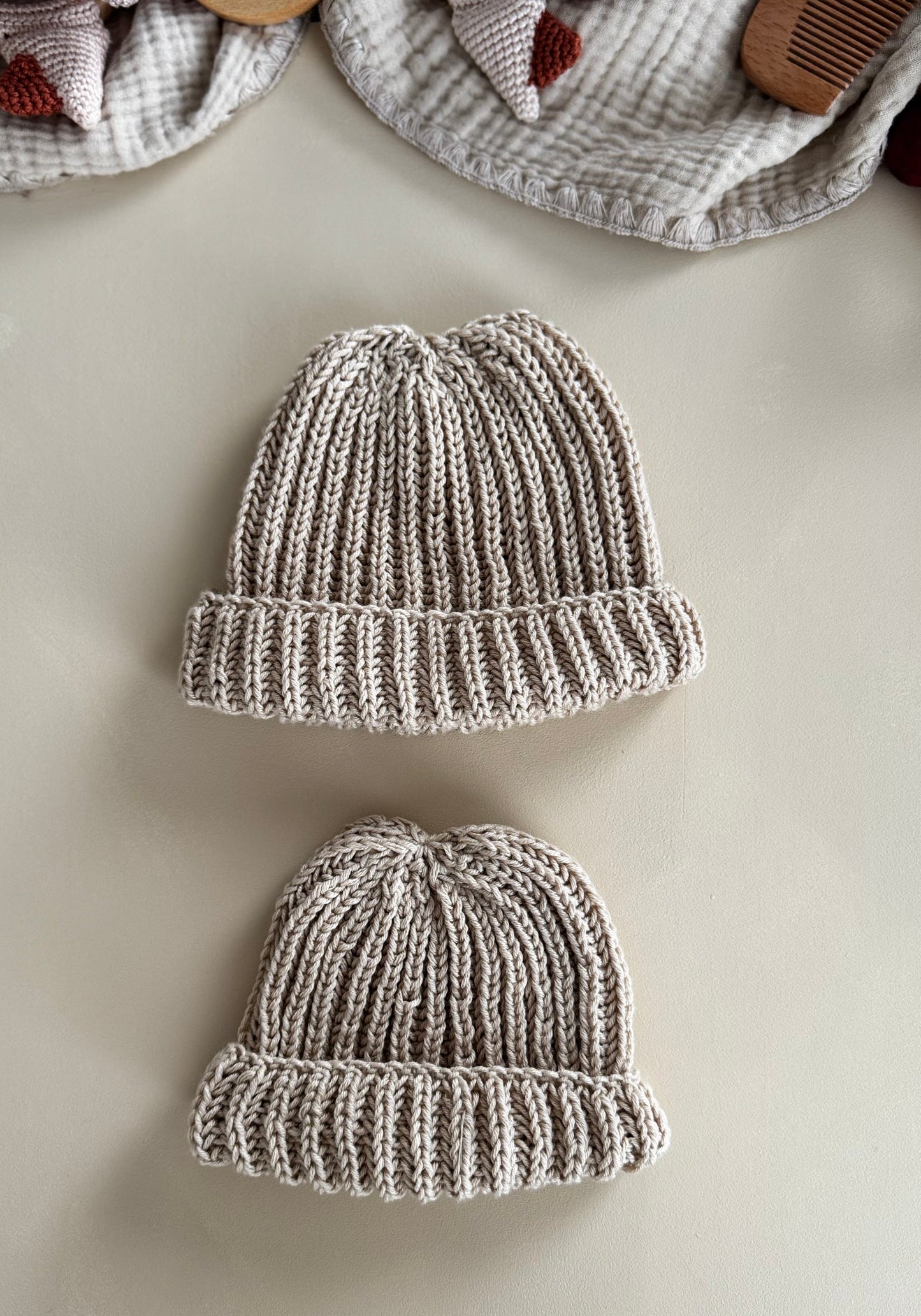 Organic Cotton Beanie - Beige