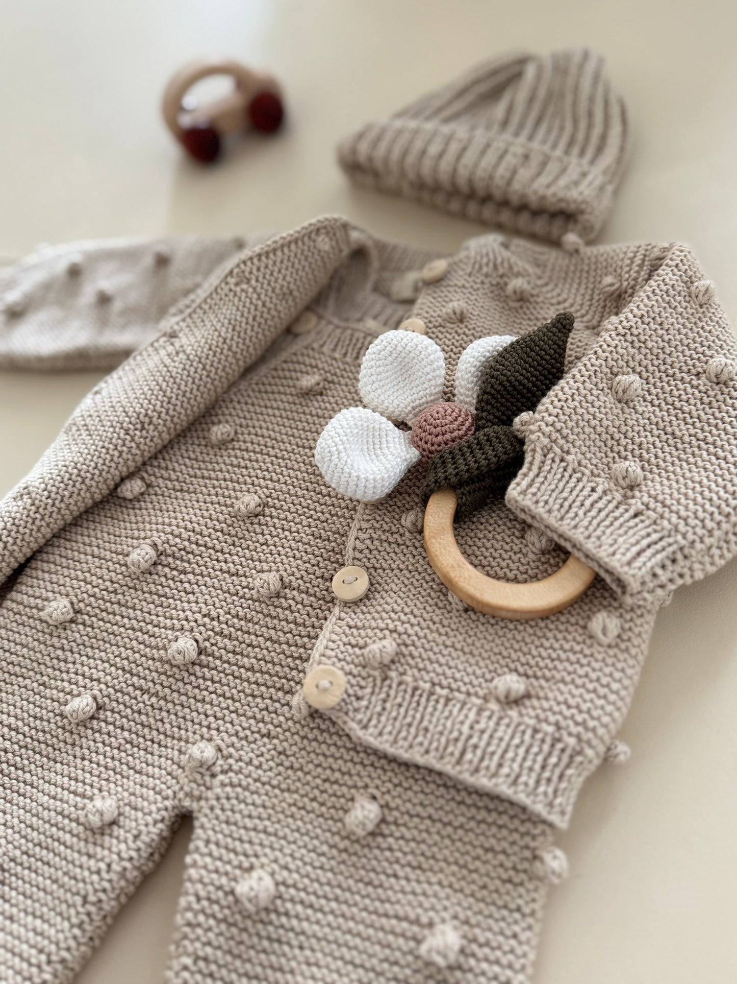 Tuinbroek met pompons van biologisch katoen