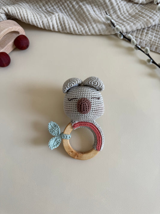 Handgemaakt rammelaar met bijtring - Koala